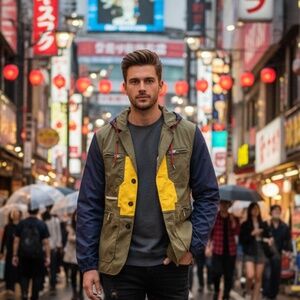 Authentic DSQUARED² Colorblock Pattern Utility Jacket